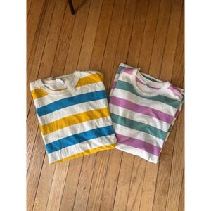 Urban Outfitters Striped T-Shirt Bundle 2 Pack Yellow Blue‎ Teal Purple Mens S